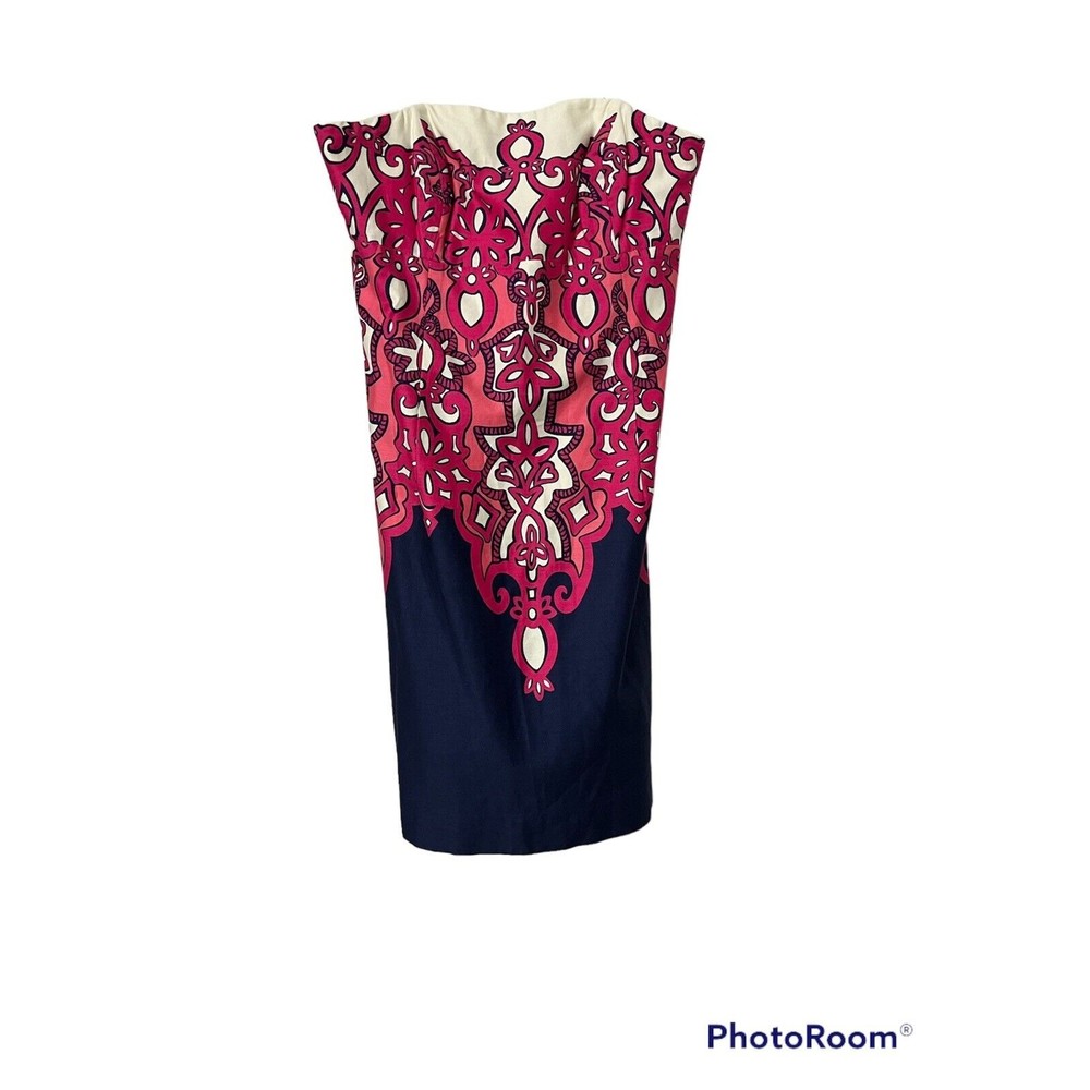 Lilly Pulitzer Womens Sz 2 Pink Navy Chorus Girl Bowen Strapless Dress‎ - Picture 1 of 4